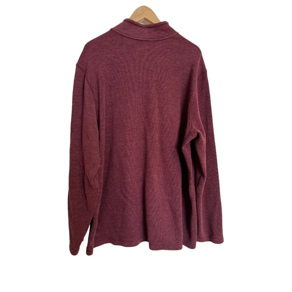 Eddie Bauer Men’s XXL 1/4 Zip Up Red Long Sleeve Knit Tight Knit Collar Neck